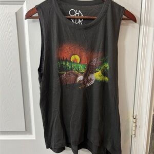 Chaser Black Graphic Tank Top with Eagle Design